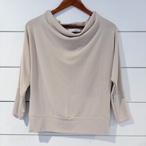 Pookie & Sebastian Dolman Sleeve Cowl Neck Sweater Beige L Soft Knit